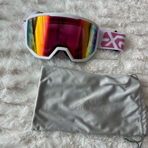 Pink and White Ski Goggles